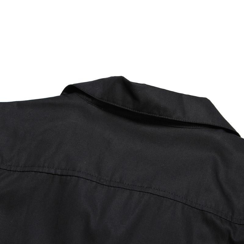 SISHION Summer Cotton Black Men Shirt ST109 Short Sleeve Rockabilly Punk Vintage Bowling Shirt Plus Size Casual Mens Shirts