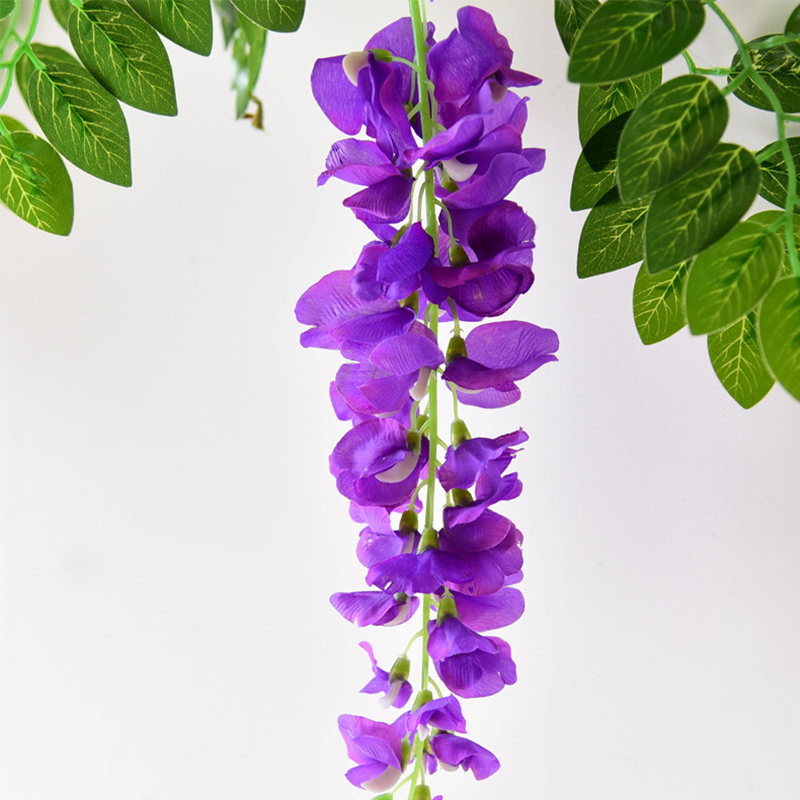 7ft 2m Flower String Artificial Wisteria Vine Garland Plants Foliage Outdoor Home Trailing Flower Fake Hanging Wall Decor
