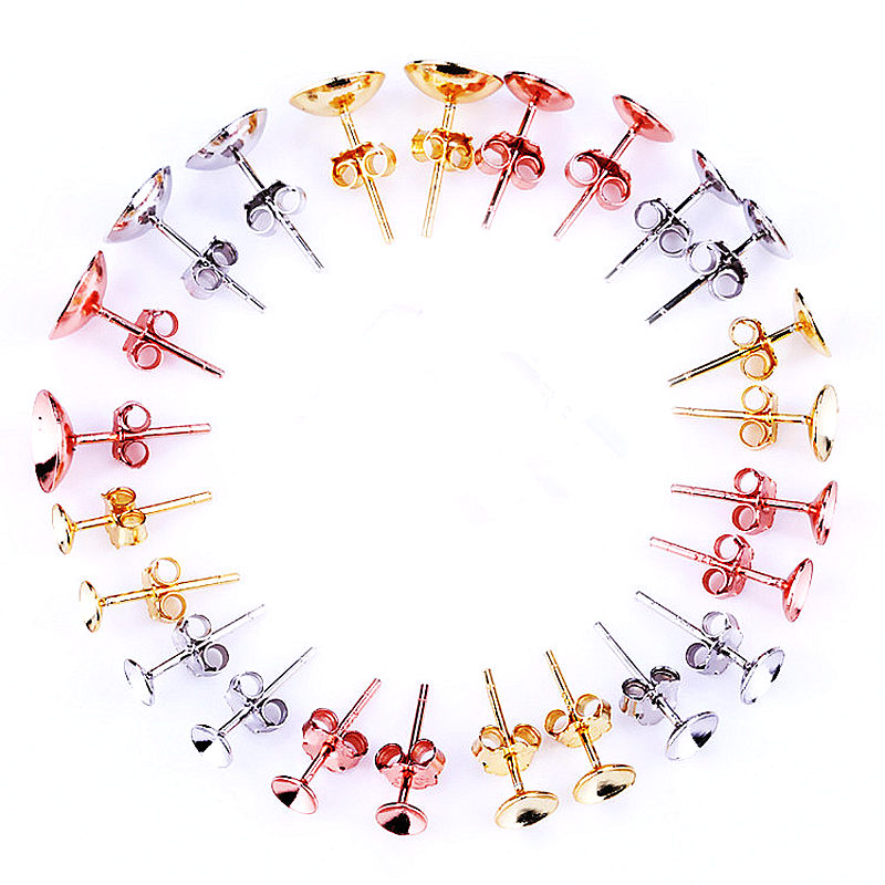 10pcs/lot 925 Sterling Silver Women Stud Earrings 4-6mm 5-7mm 6-9mm 8-11mm 10-14mm Round Bead or Pearl Semi Mount Earrings Wholesale