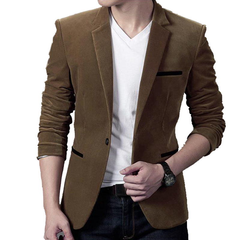 Mens Corduroy Blazers Autumn Spring Fashion Male Slim Fat Casual Suit Jacket Men Blazer Masculino Clothing Vetement Homme CJ191210
