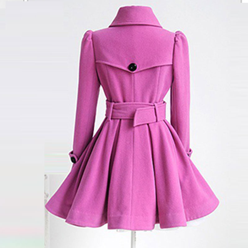 Women's Wool & Blends Womens Fashion Winter Coats Belt Coat Women Skirt Type A-Line Woolen Female Jacket Manteau Femme Hiver