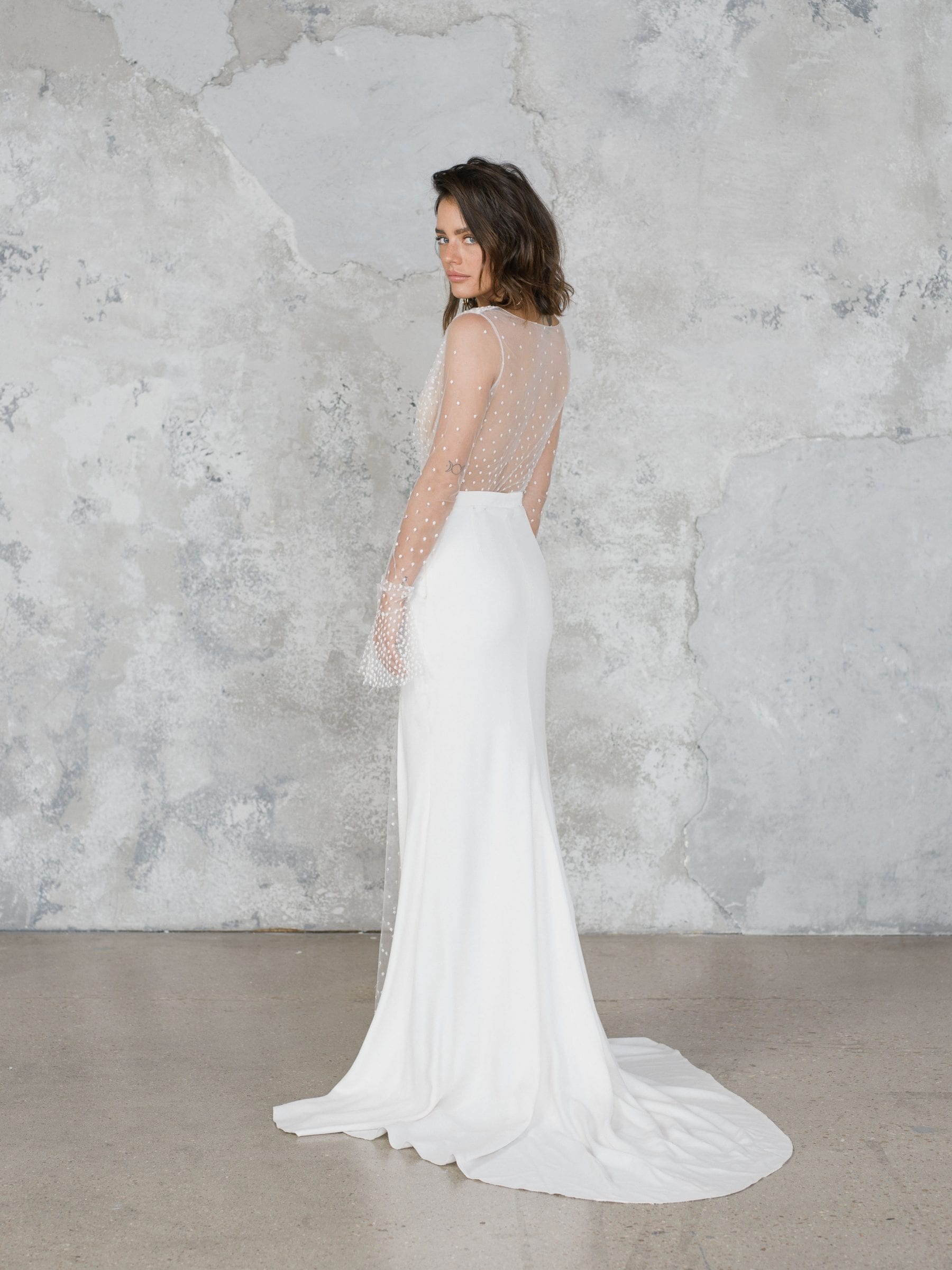 High Side Split Mermaid Dresses Long Sleeve Illusion Beach Bridal Gowns Sweep Train Custom Made Lace Country Wedding Dress