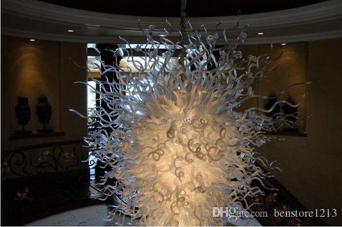 Hot Sale Transparent Pendant Light Free Shipping 100% Hand Blown Glass Chandelier Lighting Art Big Lamp Lobby Hall Gothic Chandelier