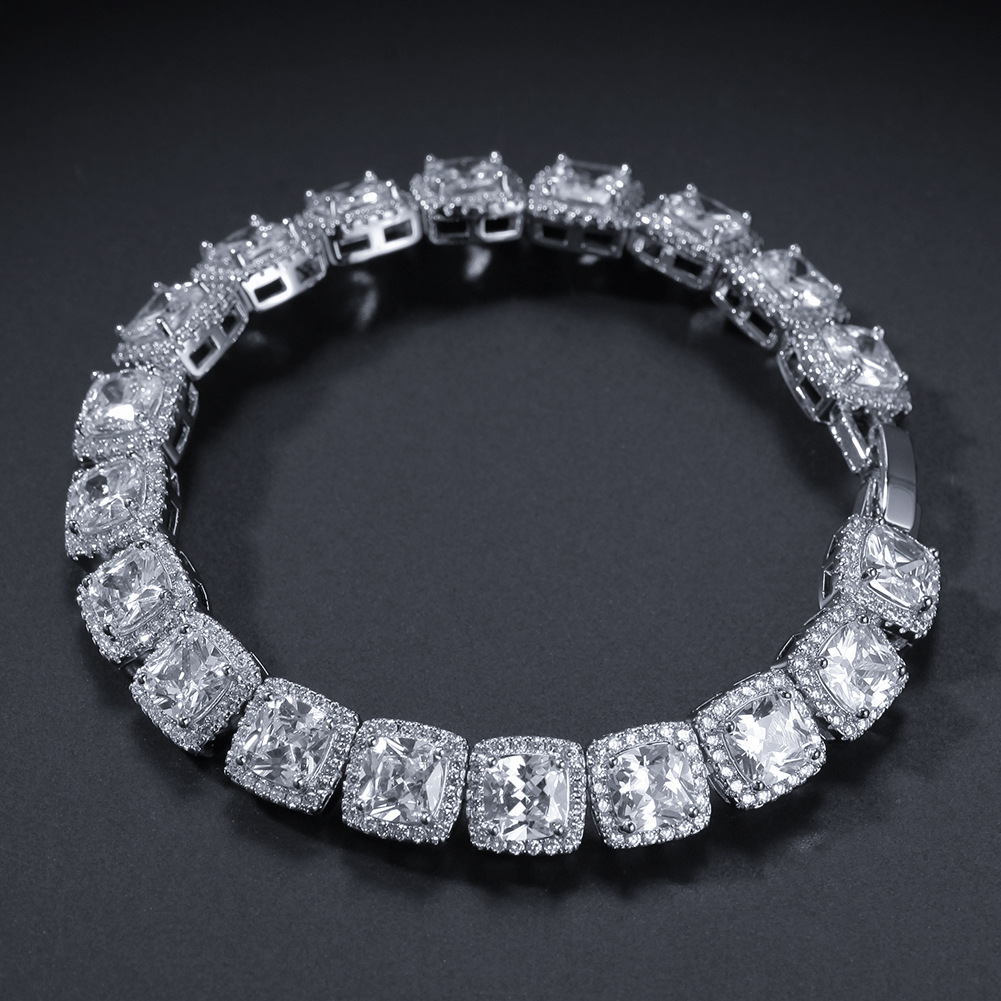 10mm Hip Hop Mens Square Rock Sugar Chain Necklace Bracelets Jewelry TopBling Zircon