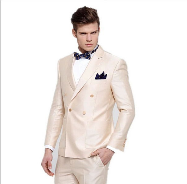 Classic Style Double Breasted Groom Tuxedos Peak Lapel Men Suits Wedding/Prom/Dinner Best Man Blazer (Jacket+Pants+Tie) W265