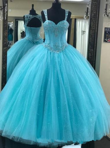 2020 New Cheap Spaghetti Straps Bling Sequins Ball Gown Quinceanera Dresses Beaded Party Prom Formal Gown Vestidos De 15 Anos QC1481