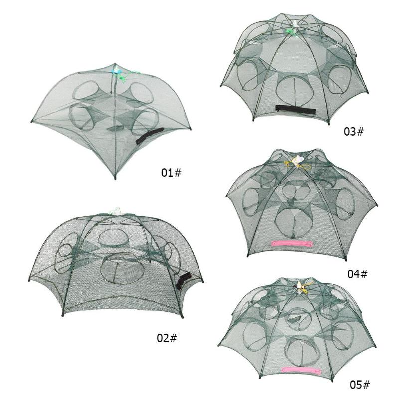 4 8 12 16 Holes Folding Automatic Fishing Net Fish Minnow Shrimp Crab Mesh Trap Portable Fishing Net Tools