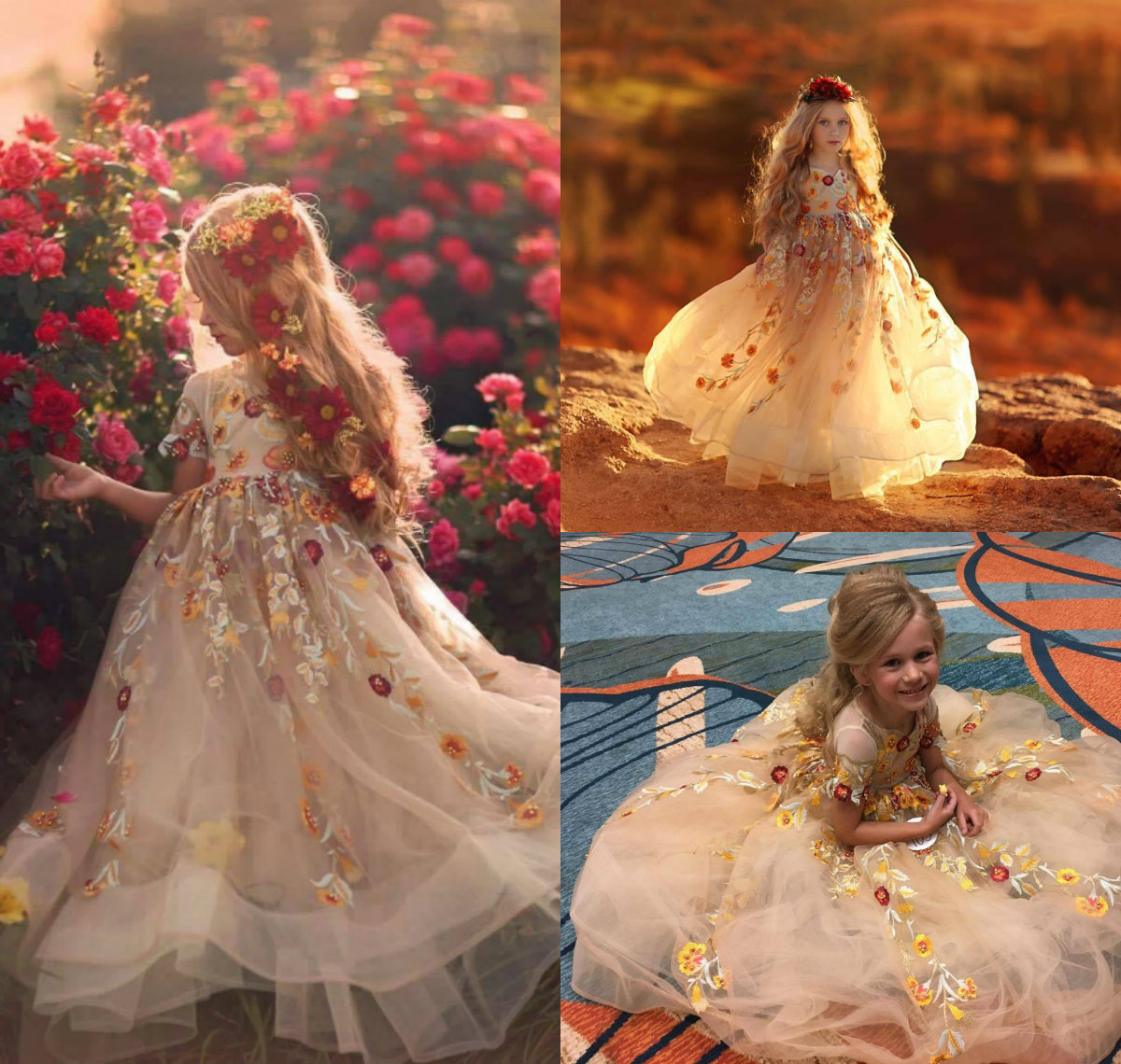 2019 Latest Cute Flower Girl Dresses Jewel Neck A Line Bohemian Birthday Gowns Short Sleeve With Lace Applique Kids Girls Pageant Dresses