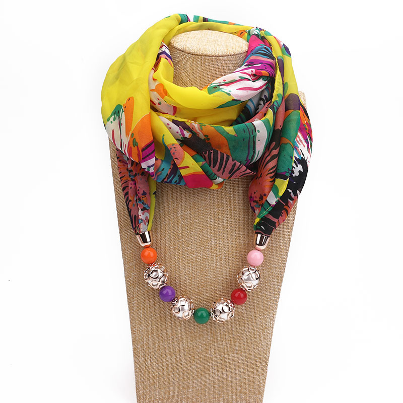 winter scarf Women Solid Jewelry Pendant Chiffon Scarf Pearl Shawls and Wraps Soft Female Accessories silk scarf