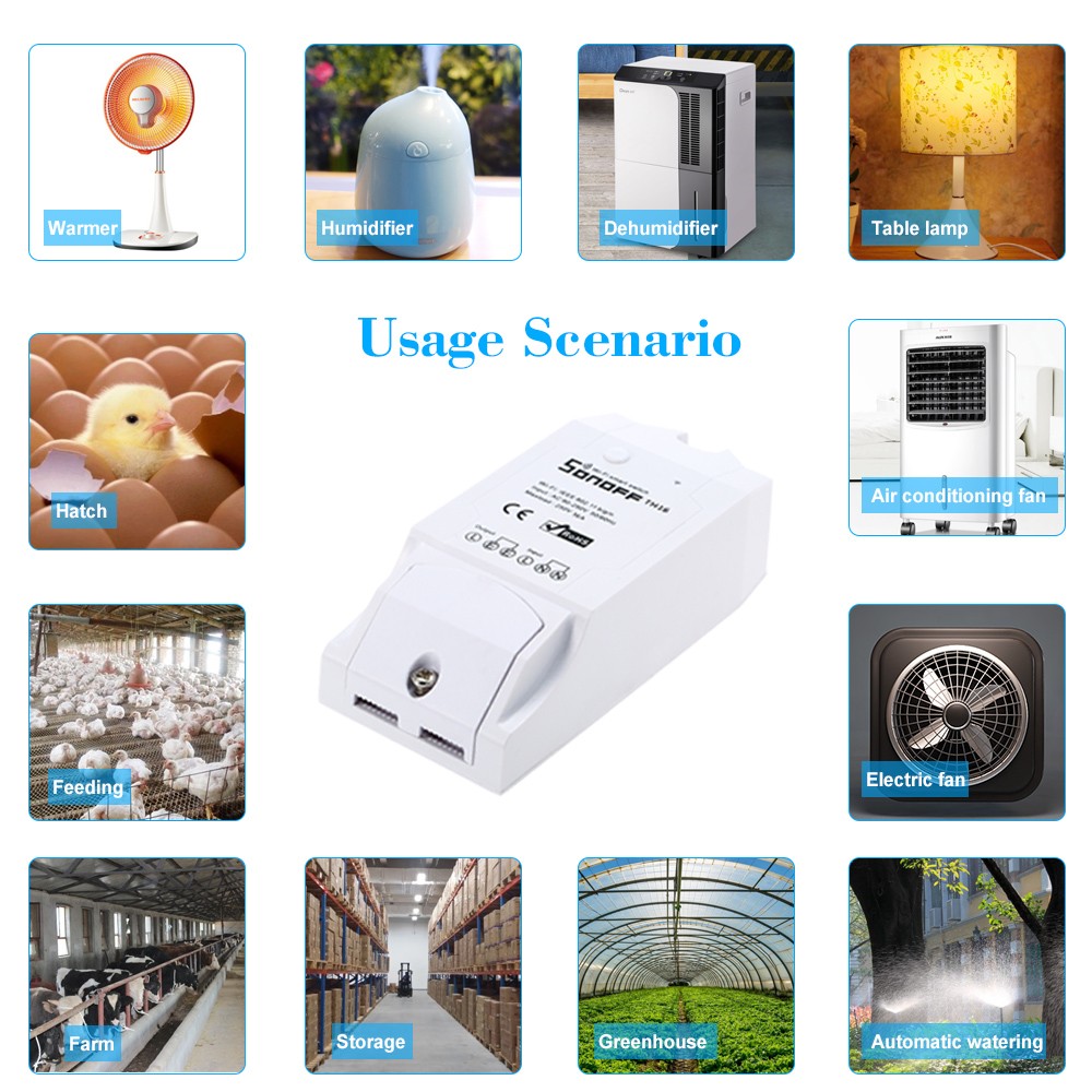 Sonoff TH10 TH16 Smart WiFi Switch Remote Controller Light Switch Smartphone Temperature Humidity Sensor for Smart Home - view 4