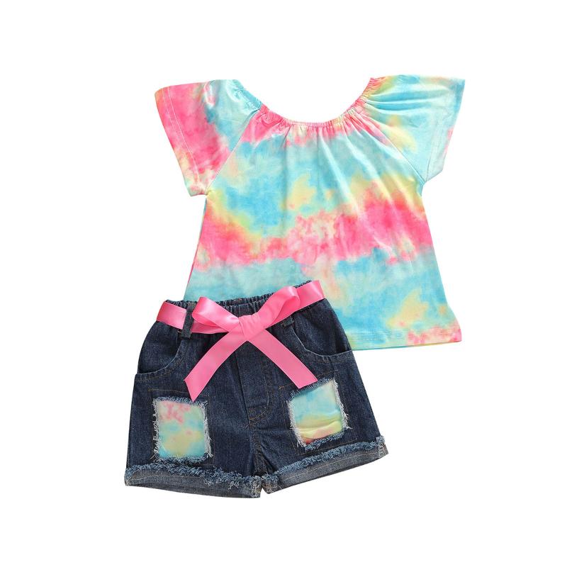 1-6Y Summer Baby Girls Clothes Sets Rainbow Print Ruffles Sleeve T Shirts Tops+Denim Blue Shorts 2pcs
1-6Y Summer Baby Girls Clothes Sets Rainbow Print Ruffles Sleeve T Shirts Tops+Denim Blue Shorts 2pcs