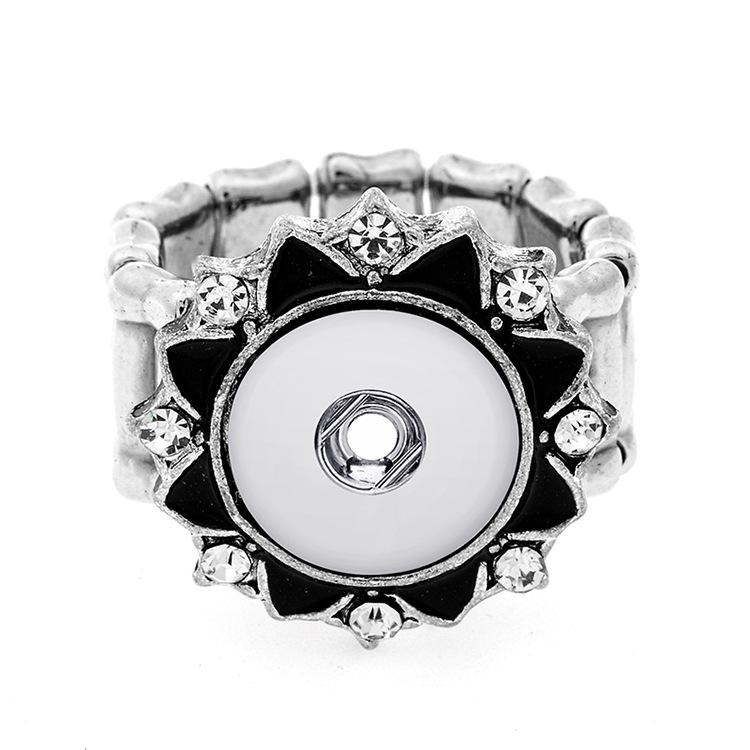 12MM Fashion Chunk Snap Button Rings Noosa Metal crystal Interchangeabale Ginger Snaps Adjustable Elastic Rings For women Men DIY Jewelry