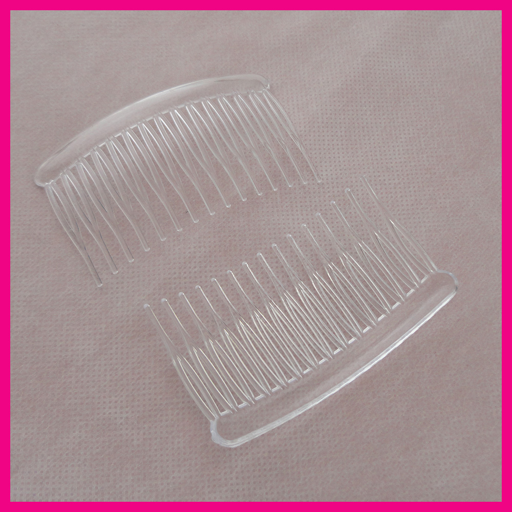 20PCS 15teeth medium size 4.5cm*8.0cm White Clear plain Plastic hair combs for diy hair accessories,Side combs for bridal wedding