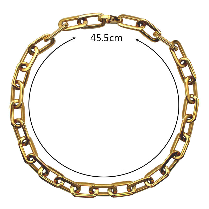 Mirror Polish Silver Never Fade Stainless Steel Long Square Chain Connected Chain Link Necklace for Women T200113