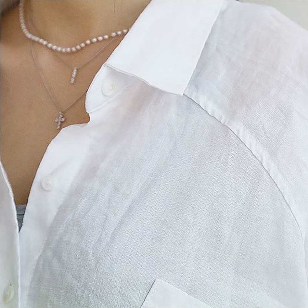 Womens Oversized Blouse Loose Large Cotton Linen Long Sleeve Solid Color
