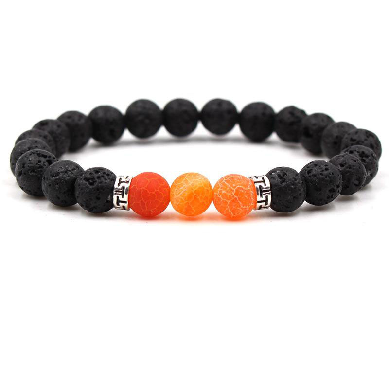 7 Style Black Lava Stone Volcanic Stone Weathered Agate Stone Colorful Chakra Yoga Bracelets Stretch Bracelets