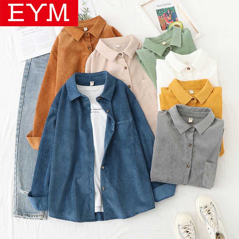 Corduroy Shirt Women 2020 Spring New Casual Lady Long Sleeve Blouse Solid Color Loose Blouses Female Elegant High Quality Tops, Beige
Corduroy Shirt Women 2020 Spring New Casual Lady Long Sleeve Blouse Solid Color Loose Blouses Female Elegant High Quality Tops, Beige