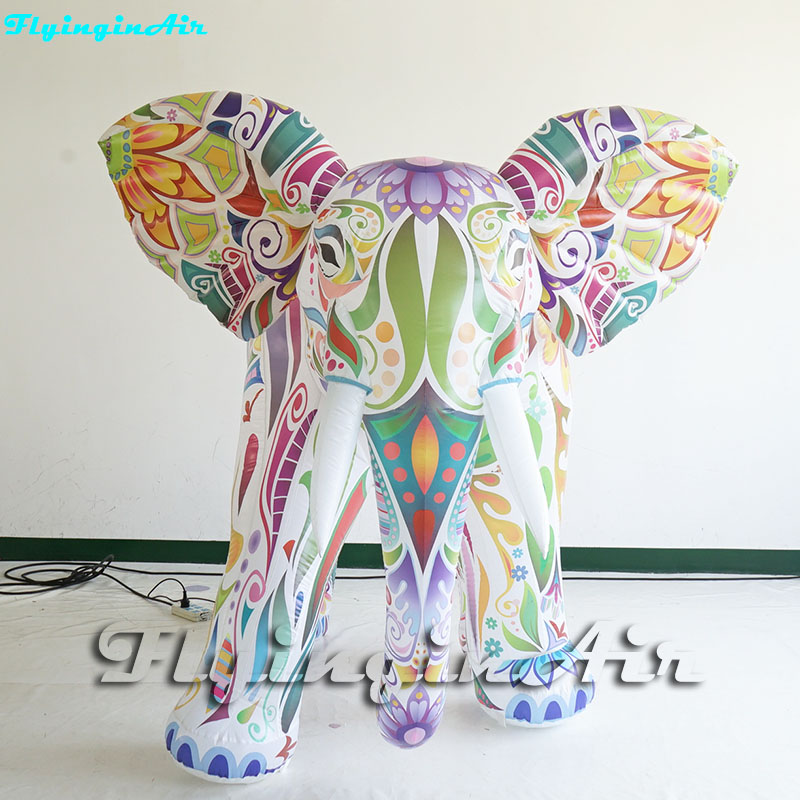 5m Inflatable Painting Parade Elephant Giant Colorful Inflated Tour Elephant with Coloured Drawings