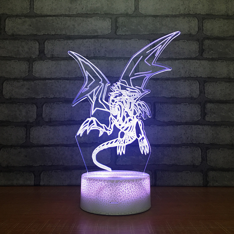 Yu Gi Oh Blue-Eyes White Dragon 3D Table Lamp Touch Control 7 Colors Changing Acrylic Night Light USB Decorative Kids Gifts
