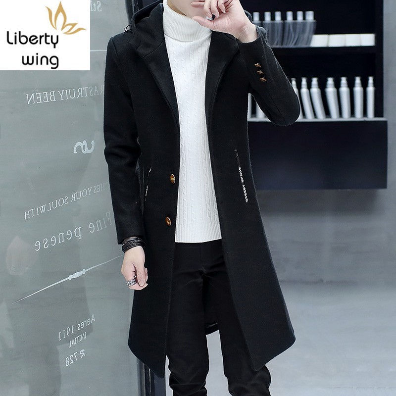 Knee Length Hooded Fashion Mens Woolen Winter New Korean Single Breasted Slim Fit Long Sleeve Male Trench Coats Plus Size, Grey
Knee Length Hooded Fashion Mens Woolen Winter New Korean Single Breasted Slim Fit Long Sleeve Male Trench Coats Plus Size, Grey