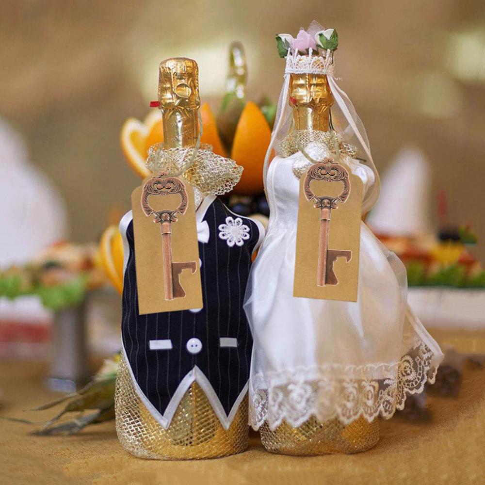25pcs/lot Metal Key Beer Bottle Opener Wine Keychain Wedding Party Favors Vintage Kitchen Accessories Antique Gifts For Guests