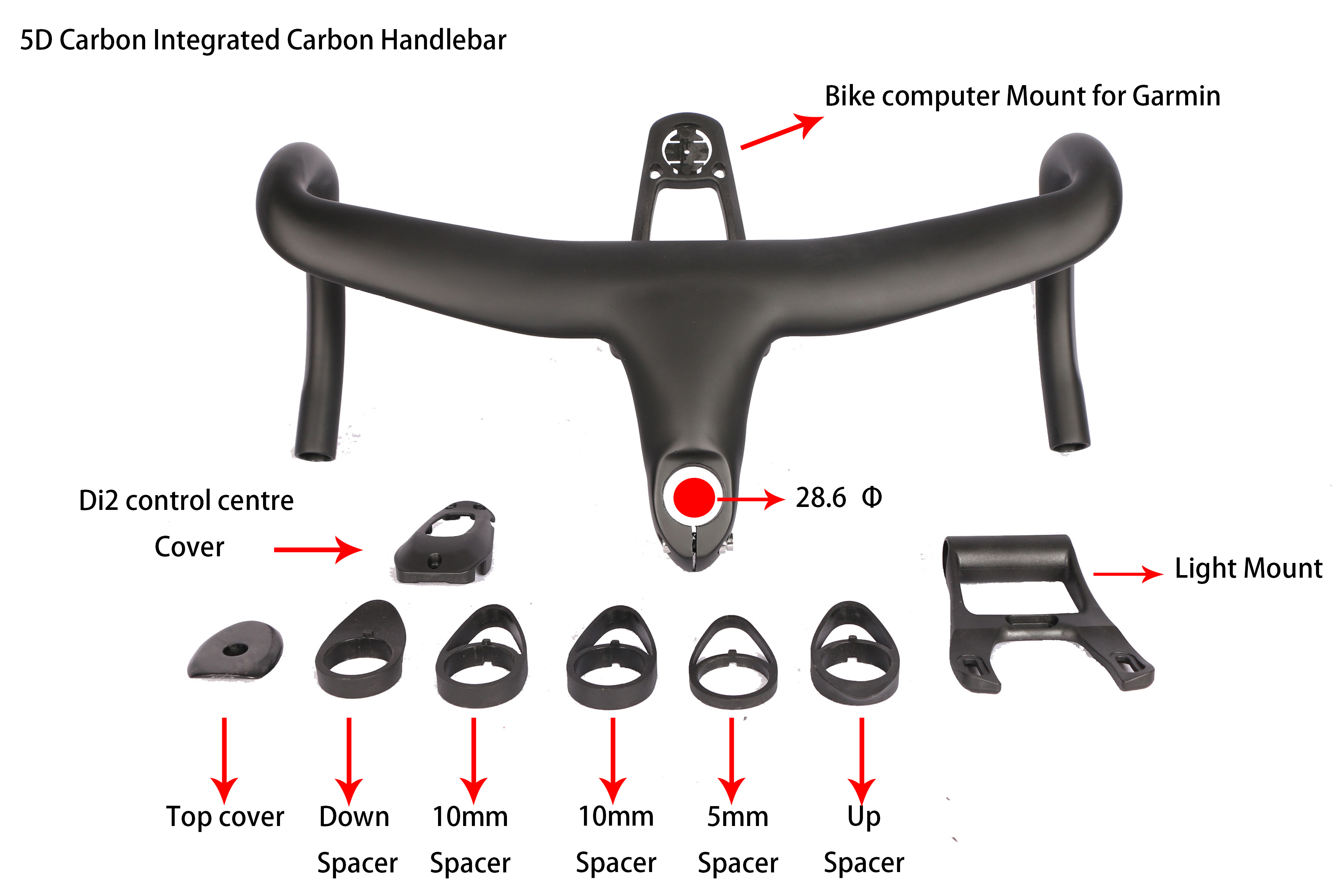 Newest 5D full Carbon Integrated Drop Bar With Bike Computer Mount Road Bicycle Handlebar 28.6mm UD Weave
Newest 5D full Carbon Integrated Drop Bar With Bike Computer Mount Road Bicycle Handlebar 28.6mm UD Weave