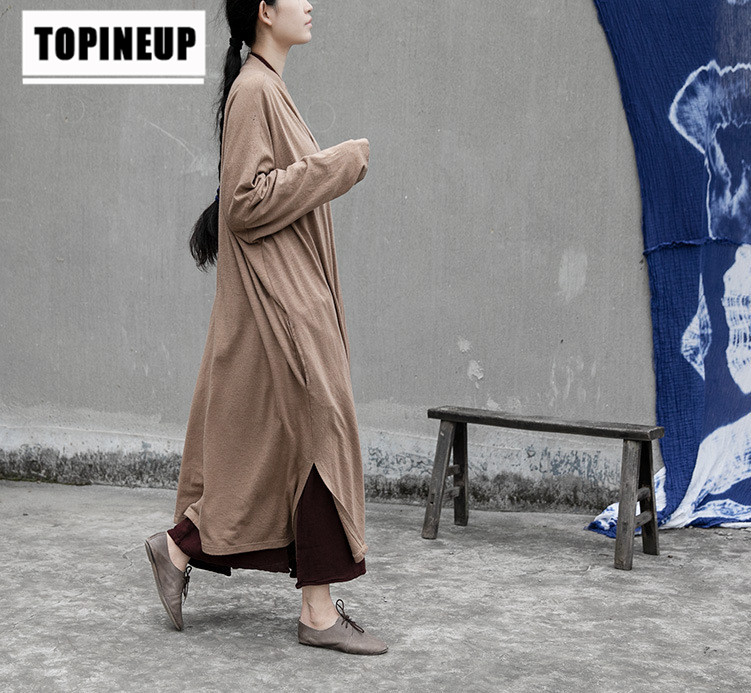 Spring Autumn Long Loose Knitted Cardigan Coat Acrylic Solid Color V Neck Full Sleeve Sweater For Ladies Popular, Khaki
Spring Autumn Long Loose Knitted Cardigan Coat Acrylic Solid Color V Neck Full Sleeve Sweater For Ladies Popular, Khaki