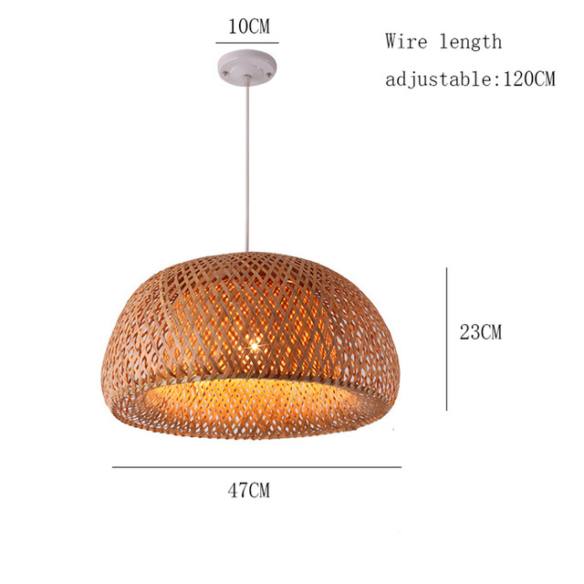 Chinese Bamboo Hand Knitted Led Pendant lamp Living Room Hotel Restaurant Aisle Bedroom Study Light Fixtures Hanging Lamps