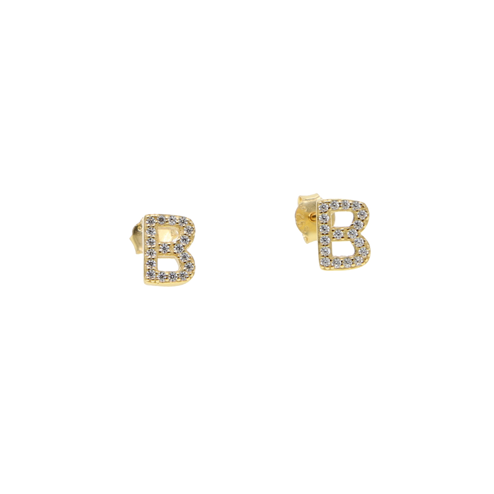 925 sterling silver cz paved mini small letter Initial earring Customize name letter personized stud