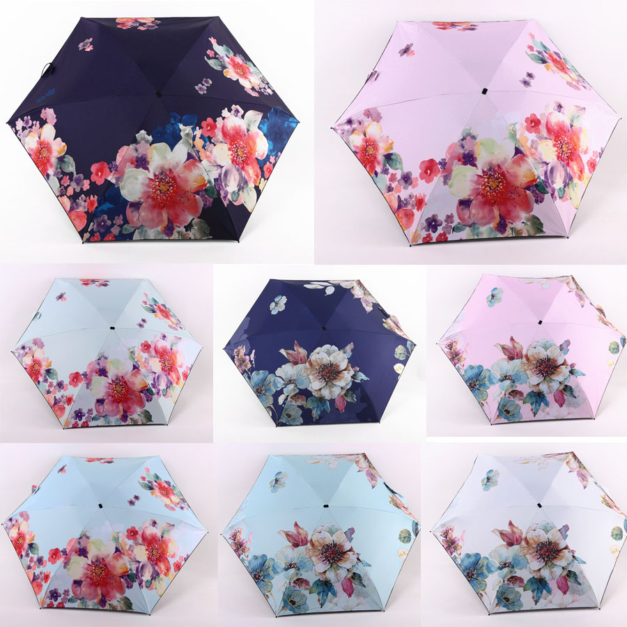 Printing Shading Outdoor Portable Ultra Light Five-folding Umbrella UV Protection Umbrella Waterproof Flower Printing Umbrella DH0880 T03 от DHgate WW