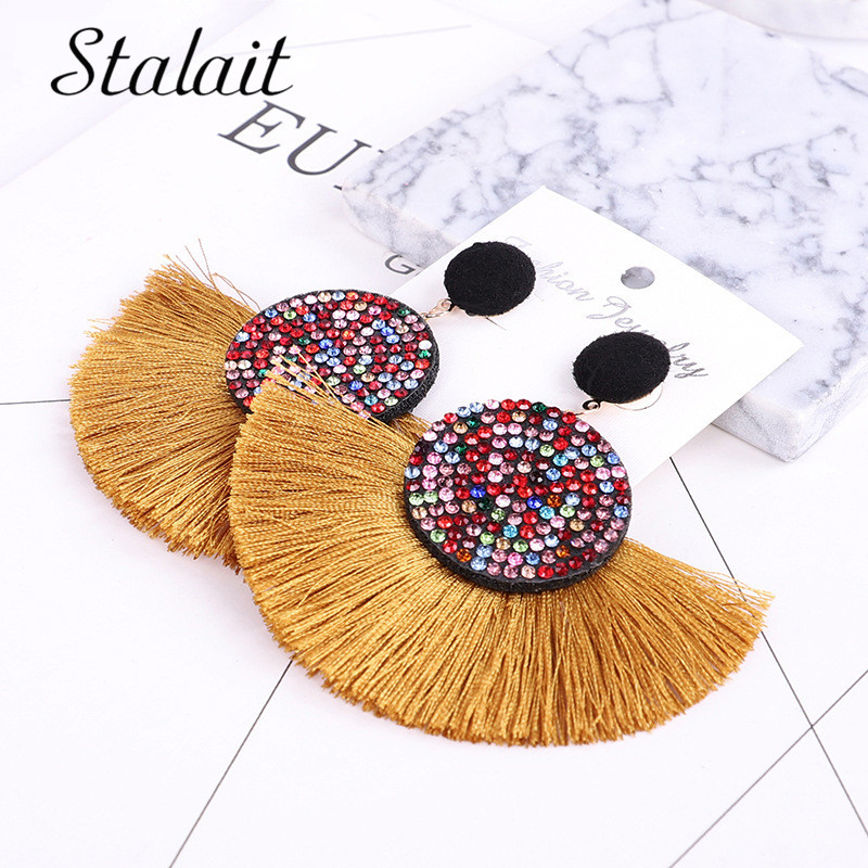 Sector Mosaic Multi Color Resin Tassel Dangle Earrings Gold Color Round Drop Earrings For Women Girl Wedding Gift
Sector Mosaic Multi Color Resin Tassel Dangle Earrings Gold Color Round Drop Earrings For Women Girl Wedding Gift