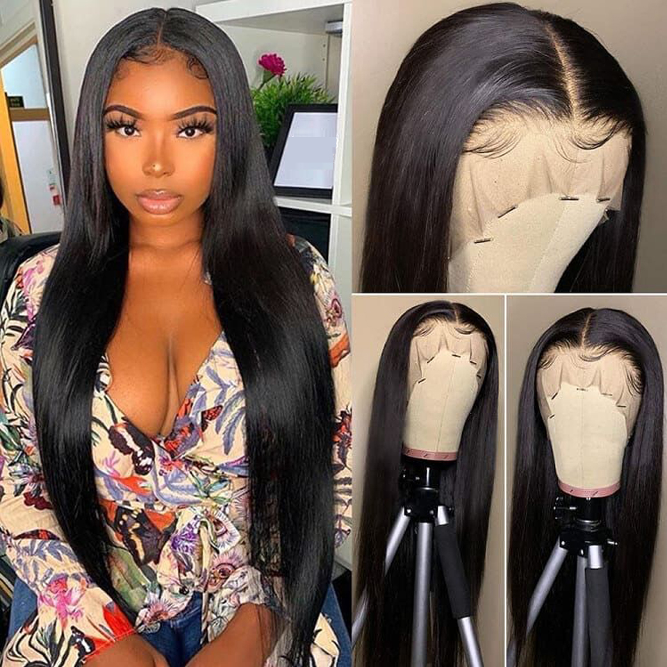 Straight Lace Front Human Hair Wigs For Black Woman Pre Plucked 150 Density 13x4 Lace Front Wig Brazilian Remy Hair Wigs new