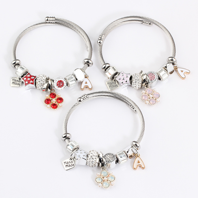 Bangle Bracelet Silver Chain DIY Alphabet Cat Crystal Beads Female And Jewelry Valentine's Day Ggift
Bangle Bracelet Silver Chain DIY Alphabet Cat Crystal Beads Female And Jewelry Valentine's Day Ggift
