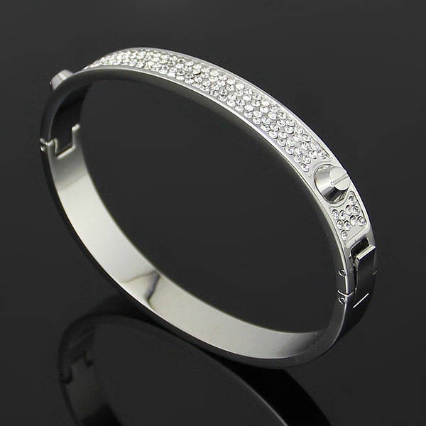 Fashion-Bijoux Bangles Rivet 316 L Titanium Stainless Steel Full Crystal Love Bangles Bracelets Fashion Jewelry For Women and Men