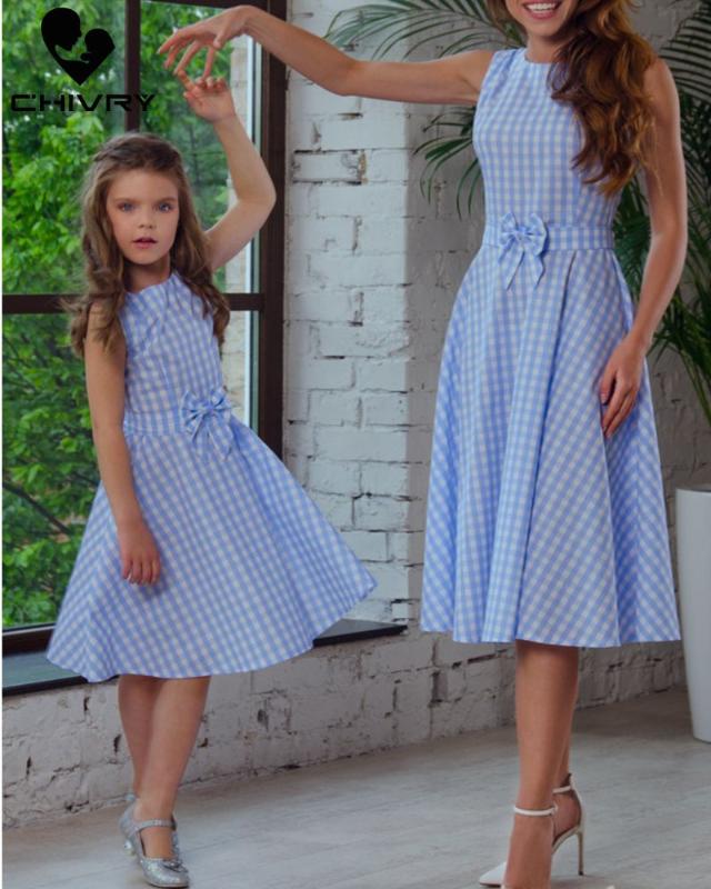 Chivry New Mother Daughter Dresses Fashion Sleeveless Plaid Bowknot Belt Dress Mom and Daughter Sundress Family Matching Clothes, Blue
Chivry New Mother Daughter Dresses Fashion Sleeveless Plaid Bowknot Belt Dress Mom and Daughter Sundress Family Matching Clothes, Blue