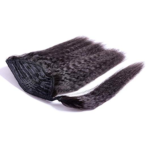 Human Hair Ponytail Kinky Straight Hairpieces Virgin Brazilian hair Iatian Yaki Straight Wrap Around Ponytails Hair extensions