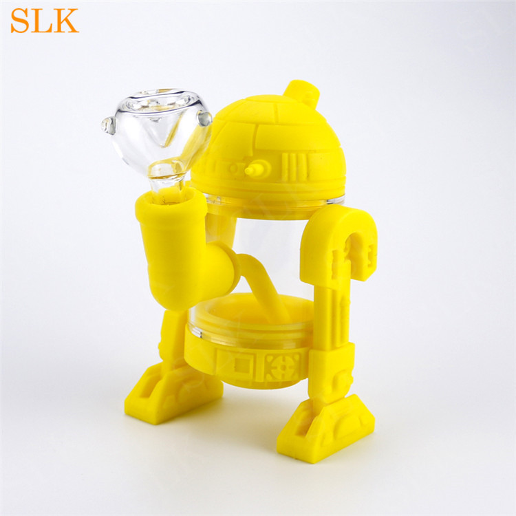 2019 Robot bong 5.3inch glass smoking water pipe with 14mm glass bowl recycler glass dab rig Siliclab patent silicone bongs
2019 Robot bong 5.3inch glass smoking water pipe with 14mm glass bowl recycler glass dab rig Siliclab patent silicone bongs
