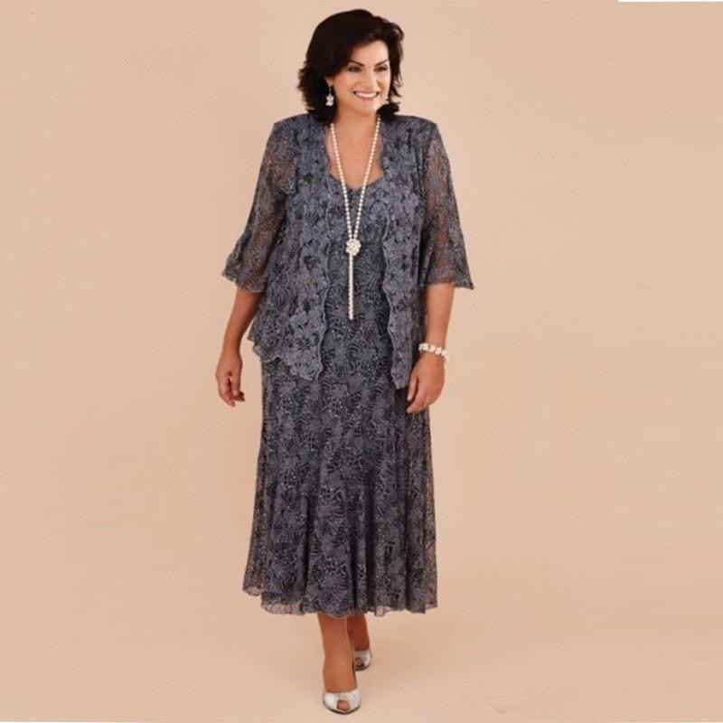 Luxury Plus Size Gray Lace Tea Length Mother of the Bride Dresses With Jacket Bride Mother Wedding Party Formal vestido de renda
Luxury Plus Size Gray Lace Tea Length Mother of the Bride Dresses With Jacket Bride Mother Wedding Party Formal vestido de renda