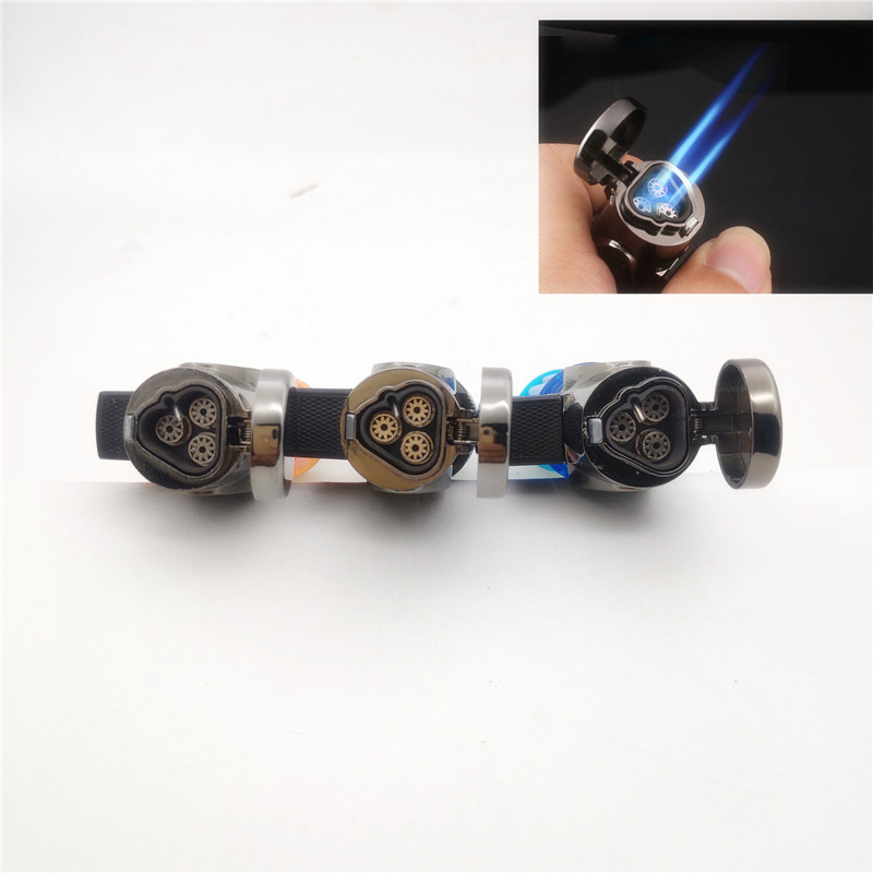 Mini Metal Windproof Refillable Butane Gas 3 Jet Flame Welding Camping Torch Random Color Cigarette Cigar Lighter W260202