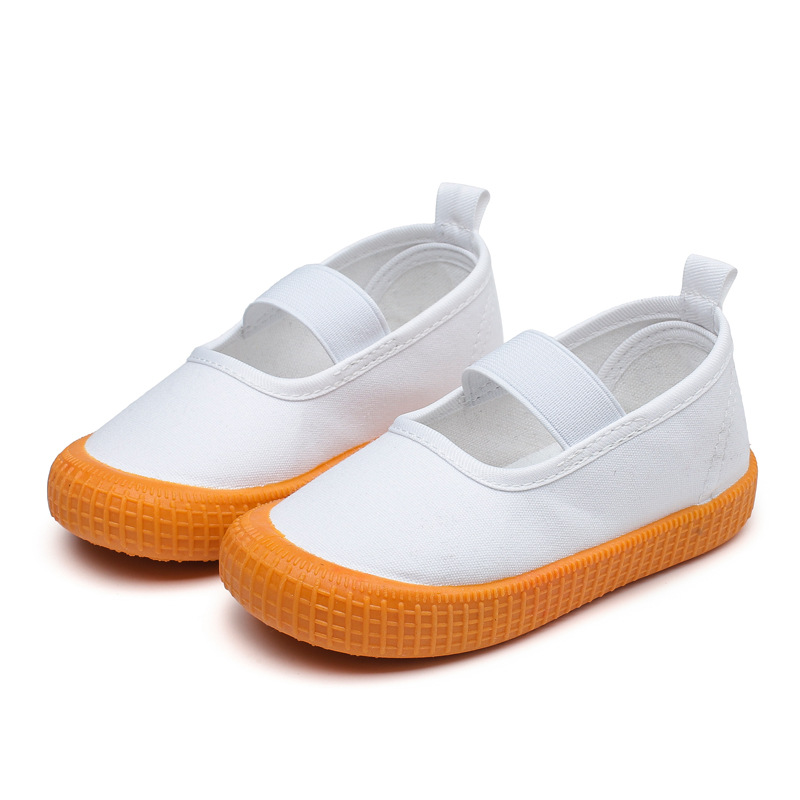 COZULMA Girls Elastic Band Casual Shoes Kids Colorful Sole Canvas Shoes Children Non-slip Flats Size 21-30, White 
COZULMA Girls Elastic Band Casual Shoes Kids Colorful Sole Canvas Shoes Children Non-slip Flats Size 21-30, White
