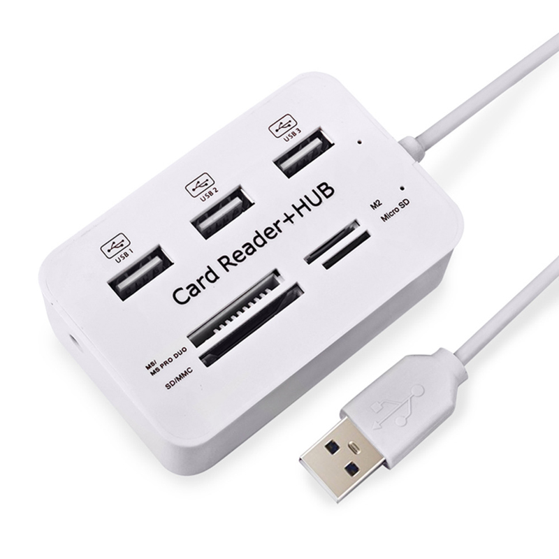 Multi-function Micro USB2.0 Hub 3 Ports Card Reader High Speed Splitter USB Hub Combo All In One For PC Computer