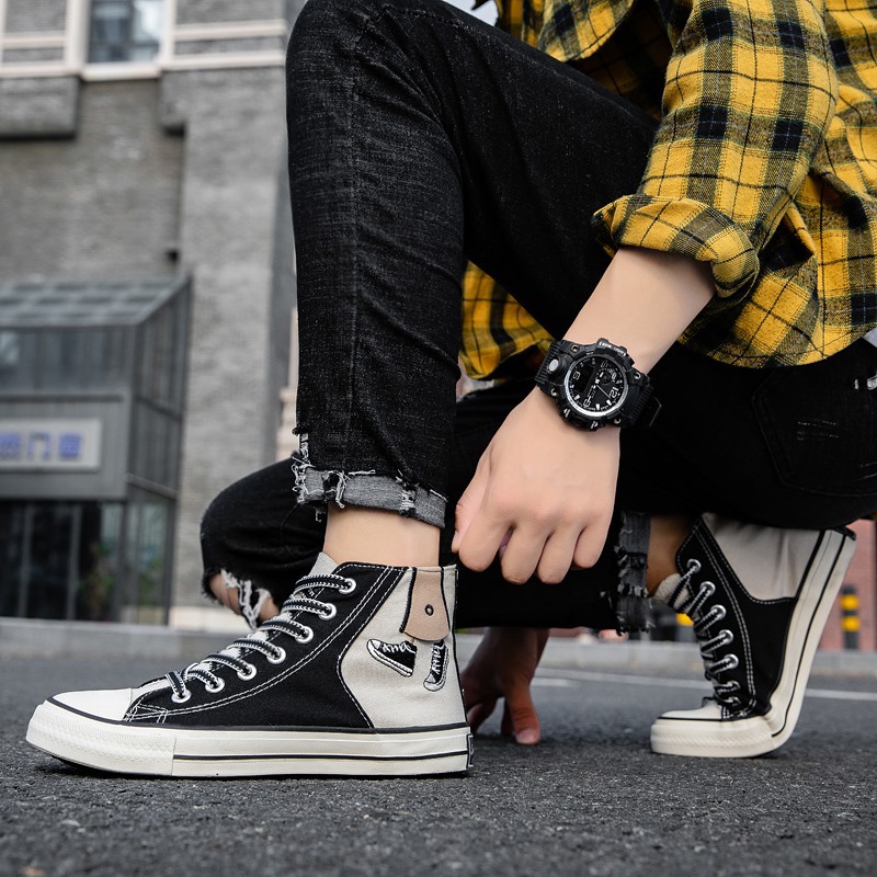 Men's Vulcanize Shoes totem printing Lace-up High help flat Shoes Fashion jogging Sneakers Breathable High help Canvas Shoes 927, Clear
Men's Vulcanize Shoes totem printing Lace-up High help flat Shoes Fashion jogging Sneakers Breathable High help Canvas Shoes 927, Clear