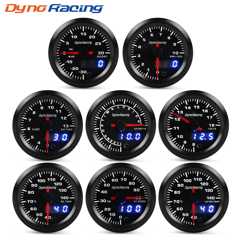 Dynoracing 2" 52mm 7 Colors LED Dual Display Boost Water Oil temp Oil pressure Voltmeter Air fuel Ratio EGT Tachometer Car Gauge
Dynoracing 2" 52mm 7 Colors LED Dual Display Boost Water Oil temp Oil pressure Voltmeter Air fuel Ratio EGT Tachometer Car Gauge