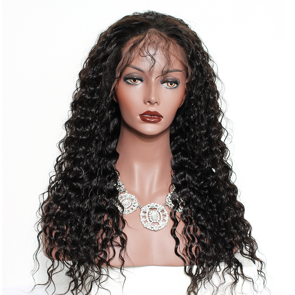 Hot Sale New Transparent Full Lace Wig , deep wave Cuticle Aligned Brazilian Human Hair Lace Wig transparent pre plucked natural 130%