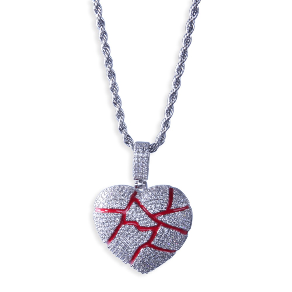 Men Hip Hop iced out bling Broke Heart Pendant Necklaces pave setting Zircon Fashion popular Charm Necklace Hiphop jewelry gifts