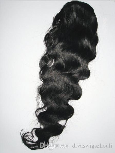 long hair celebrity ponytail 140g natural human hair extension clip in Body wave drawstring human brazilian remy hair 8A Grade