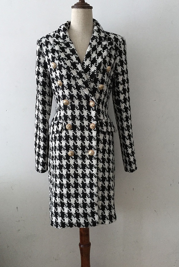 Premium New Style Top Quality Original Design Women' Double-Breasted Metal Buckle Coat Blazer Houndstooth Tweed Woolen Long Coat, As picture
Premium New Style Top Quality Original Design Women' Double-Breasted Metal Buckle Coat Blazer Houndstooth Tweed Woolen Long Coat, As picture