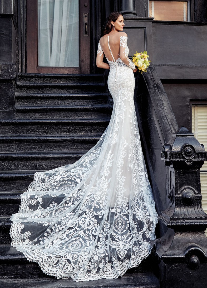 Mermaid Amazing Lace Wedding Dresses Sheer Off The Shoulder Long Sleeves Bridal Gowns See Through Buttons Back Sweep Train Robes De Mari E