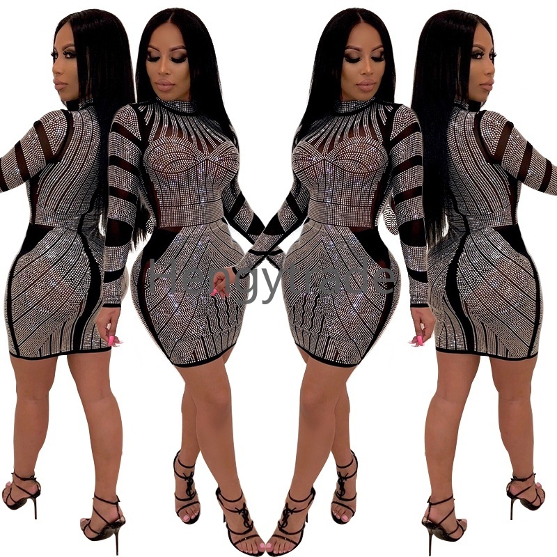 2019 Women Sexy Dress for Cocktail Evening Party Prom Club Night Diamond Long Sleeve Sheer Above Knee Turtleneck Bodycon Dresses Black
2019 Women Sexy Dress for Cocktail Evening Party Prom Club Night Diamond Long Sleeve Sheer Above Knee Turtleneck Bodycon Dresses Black