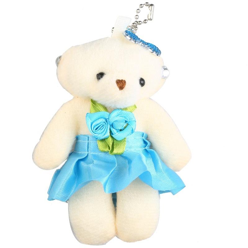 10pcs/Lot Mini Plush Keychain for Girl Cute Bear Key Chain Toy for Children Lovely Plush Toy Tool Doll Soft Present Birthday Gift Bag Charm